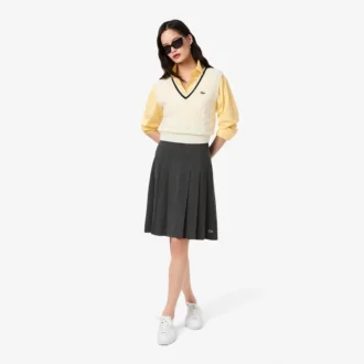 Falda midi de franela plisada para mujer