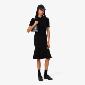 Falda midi de punto acanalado 3D para mujer