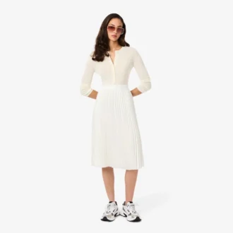 Falda midi plisada de satén para mujer