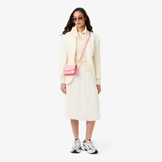Falda midi plisada de satén para mujer