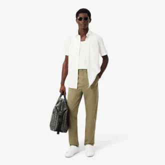 Pantalones chinos de sarga de algodón de corte regular