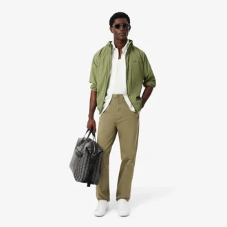 Pantalones chinos de sarga de algodón de corte regular