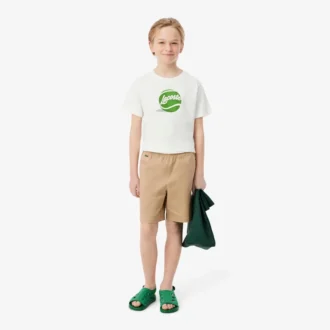 Pantalones cortos chinos de sarga de algodón elástico