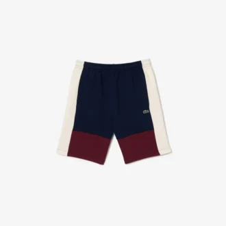 Pantalones cortos de felpa con bloques de color de corte regular para hombre