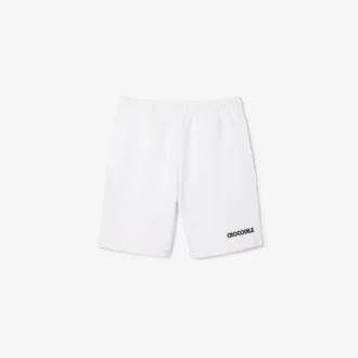 Pantalones cortos de felpa con bordado de texto para hombre, corte regular