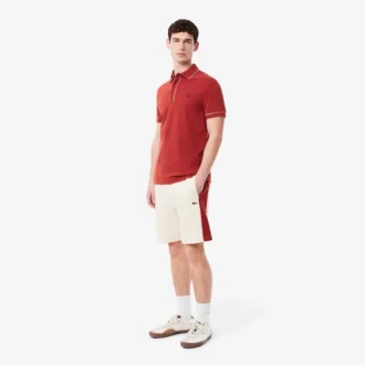 Pantalones cortos de felpa de algodón con bloques de color para hombre