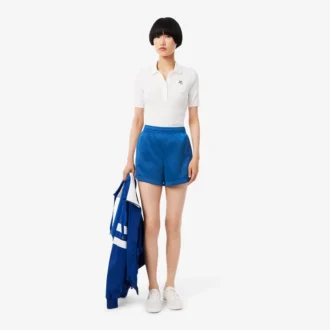 Pantalones cortos de jersey satinado con rayas Pointelle para mujer