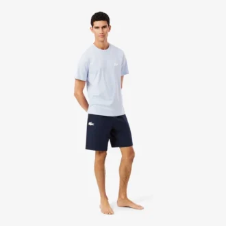 Pantalones cortos de pijama de felpa de corte recto para hombre