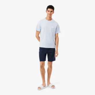 Pantalones cortos de pijama de felpa de corte recto para hombre