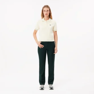 Pantalones de corte recto con detalles de pespuntes para mujer