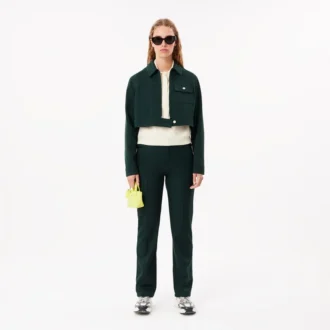 Pantalones de corte recto con detalles de pespuntes para mujer