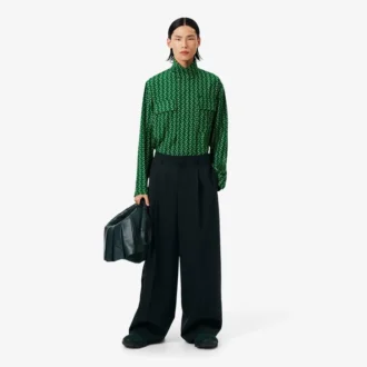 Pantalones de lana entallados de corte amplio de pasarela