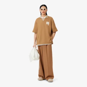 Pantalones de lana entallados de corte amplio de pasarela