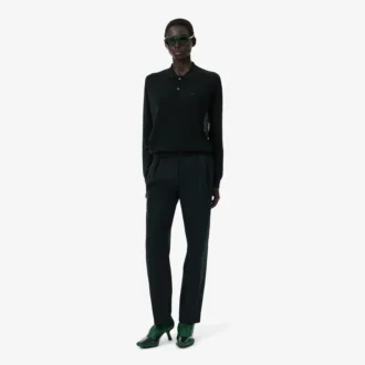 Pantalones de lana entallados de corte recto de la pasarela
