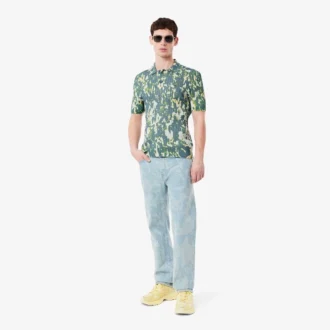 Pantalones de mezclilla de corte recto con estampado para hombre