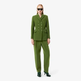 Pantalones de sastrería de lana con efecto slub y corte recto de la colección Runway