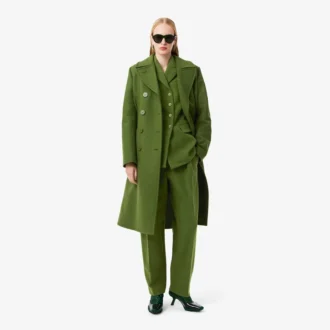 Pantalones de sastrería de lana con efecto slub y corte recto de la colección Runway