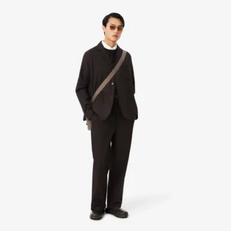 Pantalones de traje de algodón a rayas de corte recto