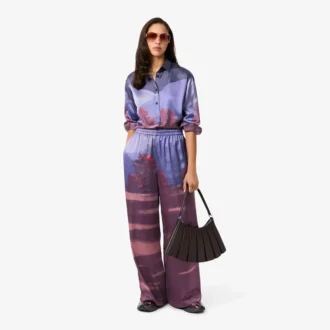 Pantalones oversize con estampado de paisajes para mujer