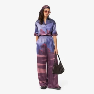 Pantalones oversize con estampado de paisajes para mujer