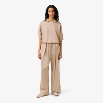 Pantalones oversize de satén con elástico