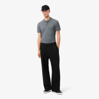 Pantalones plisados de piqué de corte holgado para hombre