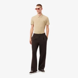 Pantalones plisados de piqué de corte holgado para hombre