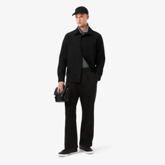 Pantalones plisados de piqué de corte holgado para hombre