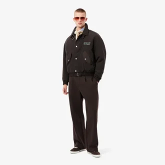 Pantalones plisados de piqué de corte holgado para hombre