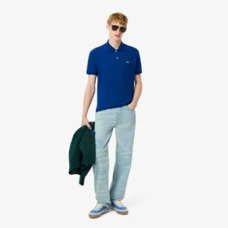 Pantalones vaqueros de corte recto con motivo paisajístico para hombre