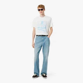 Pantalones vaqueros de denim de 5 bolsillos y corte holgado para hombre