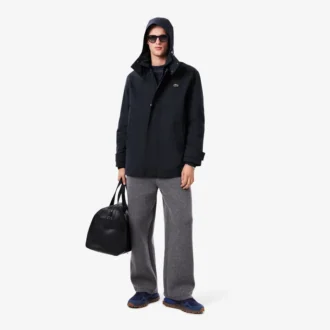 Parka con capucha repelente al agua de largo medio para hombre