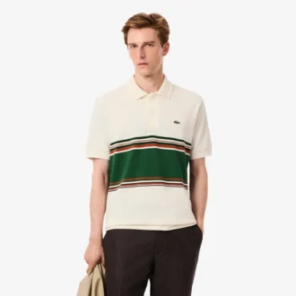 Polo a rayas de corte clásico para hombre, fabricado en Francia