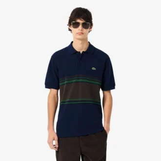 Polo a rayas de corte clásico para hombre, fabricado en Francia