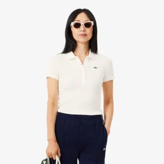 Polo de algodón acanalado L.12.D de corte ajustado para mujer