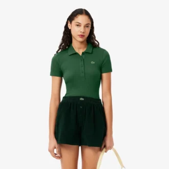 Polo de algodón acanalado L.12.D de corte ajustado para mujer