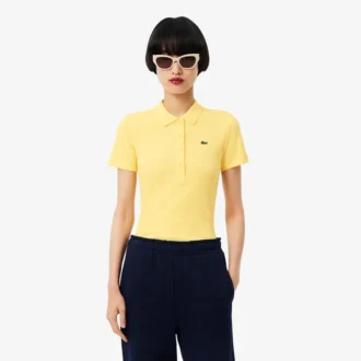 Polo de algodón acanalado L.12.D de corte ajustado para mujer