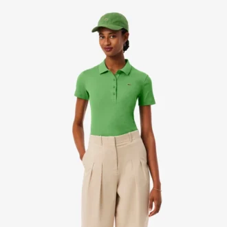 Polo de algodón acanalado L.12.D de corte ajustado para mujer