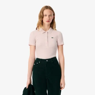 Polo de algodón acanalado L.12.D de corte ajustado para mujer