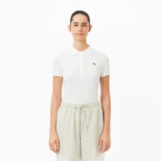 Polo de algodón elástico L.12.D de corte ajustado para mujer