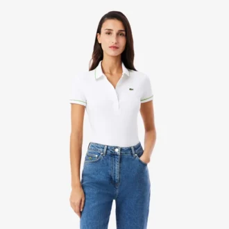 Polo de mujer L.12.D de corte ajustado con detalles de ribete