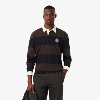 Polo de rugby a rayas de corte holgado para hombre