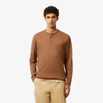 Polo deportivo Henley de manga larga para hombre