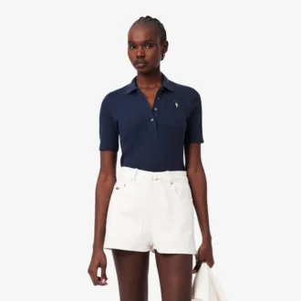 Polo L.12.D de mujer con corte ajustado y detalle Pointelle