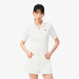 Polo L.12.D de mujer con corte ajustado y detalle Pointelle