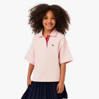 Polo oversize de piqué para niña