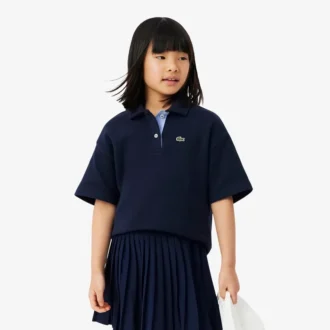 Polo oversize de piqué para niña