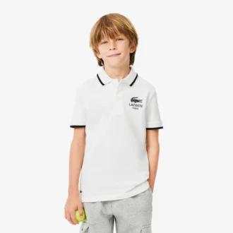 Polo Petit Piqué con cuello a rayas para niño