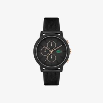 Reloj Lacoste.12.12 Chrono de silicona en negro y oro clavel