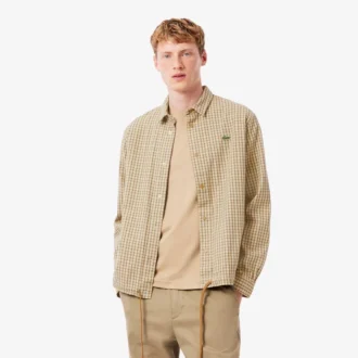 Sobrecamiseta de cuadros de algodón grueso oversize para hombre